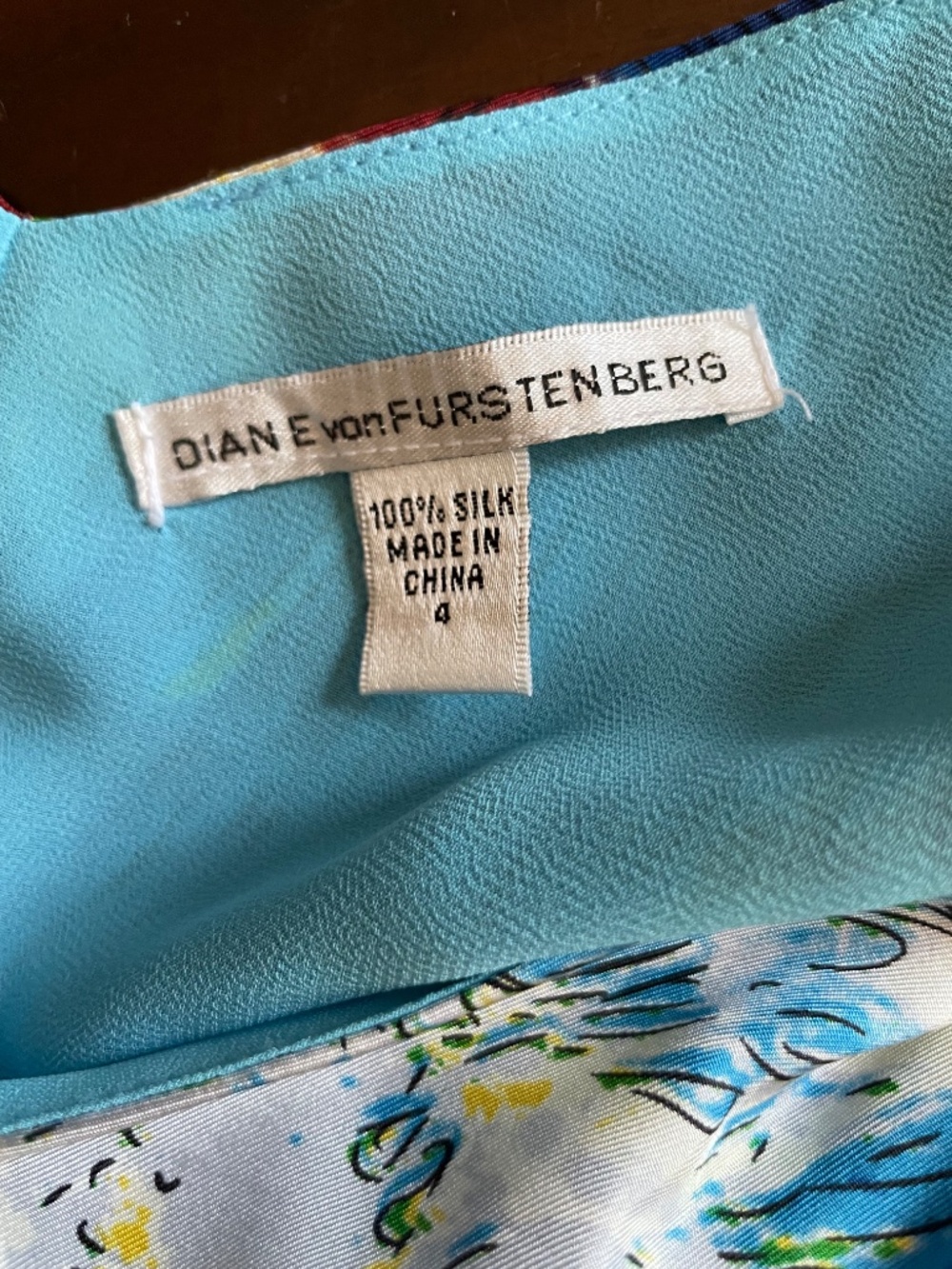 Diane Von Furstenberg Vintage Y2K Silk Dress - Abstract Print Sleeveless - V Nec - Picture 10 of 10